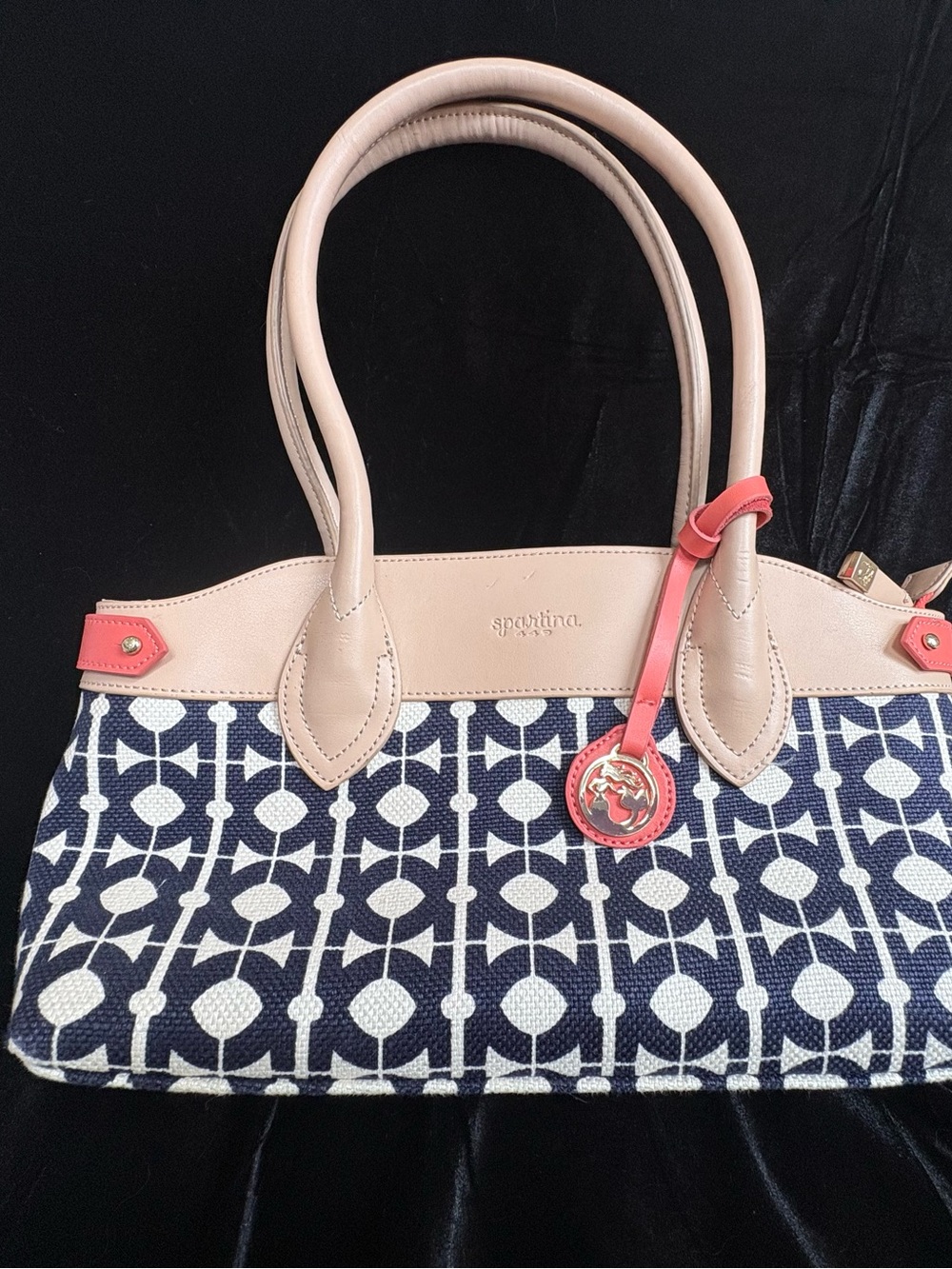 Spartina 449 Navy, Pink & Cream Geometric Tote